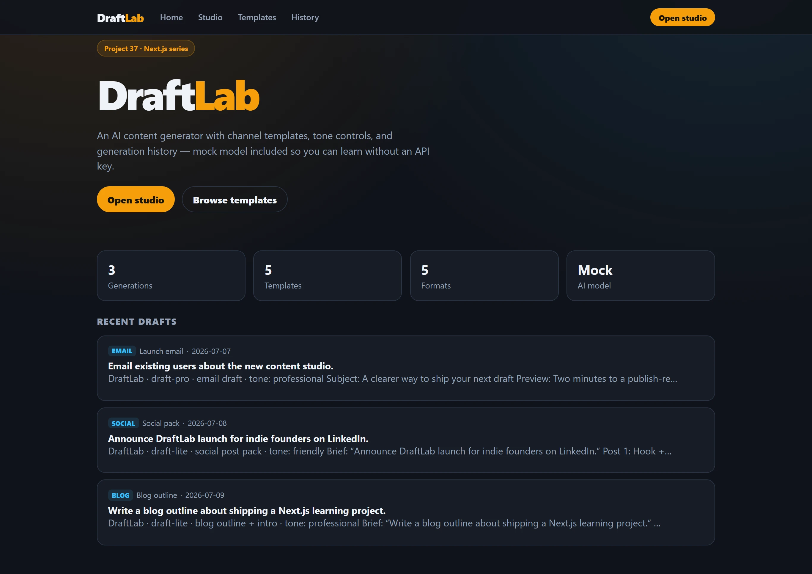 AI Content Generator — Next.js (App Router + MongoDB)