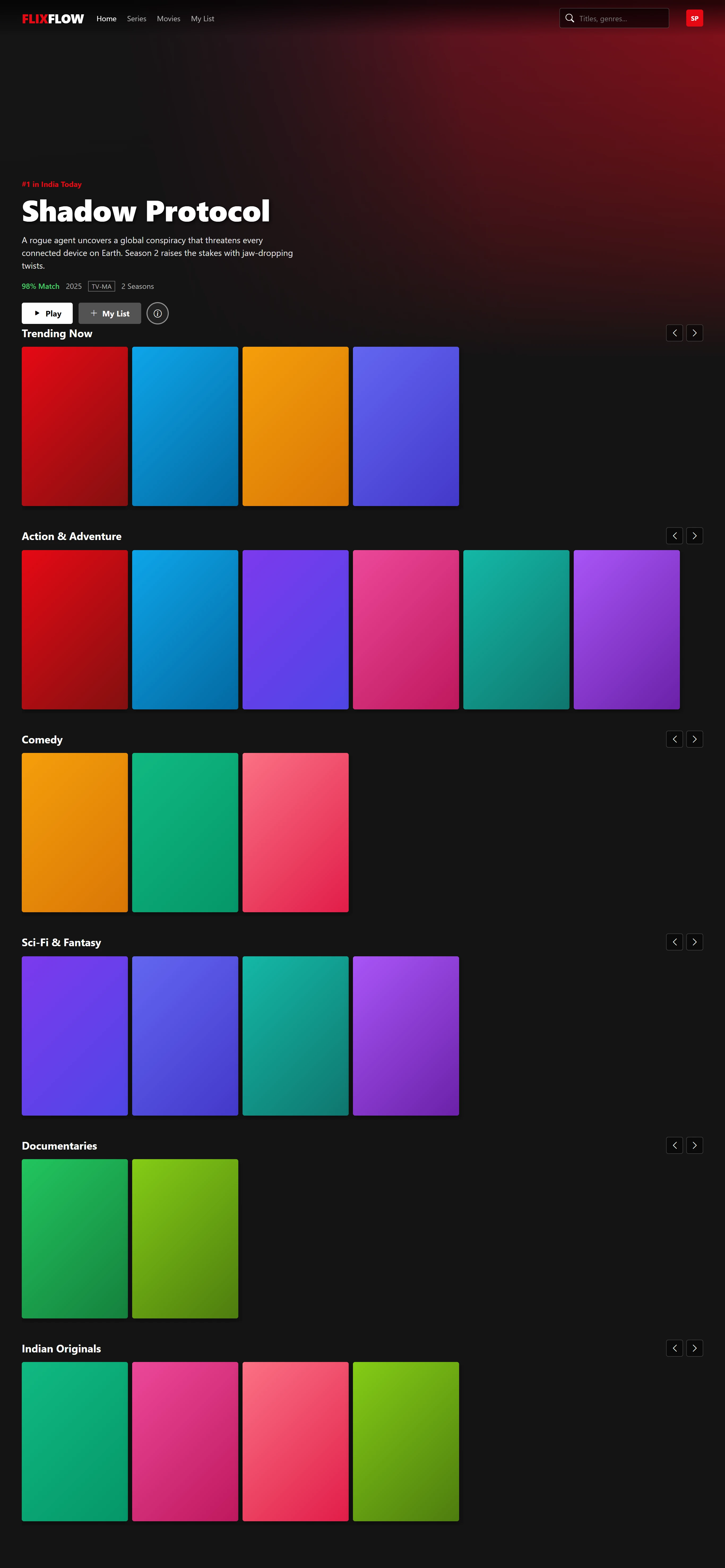 Netflix Clone UI — React JS + JSON Server (FlixFlow)