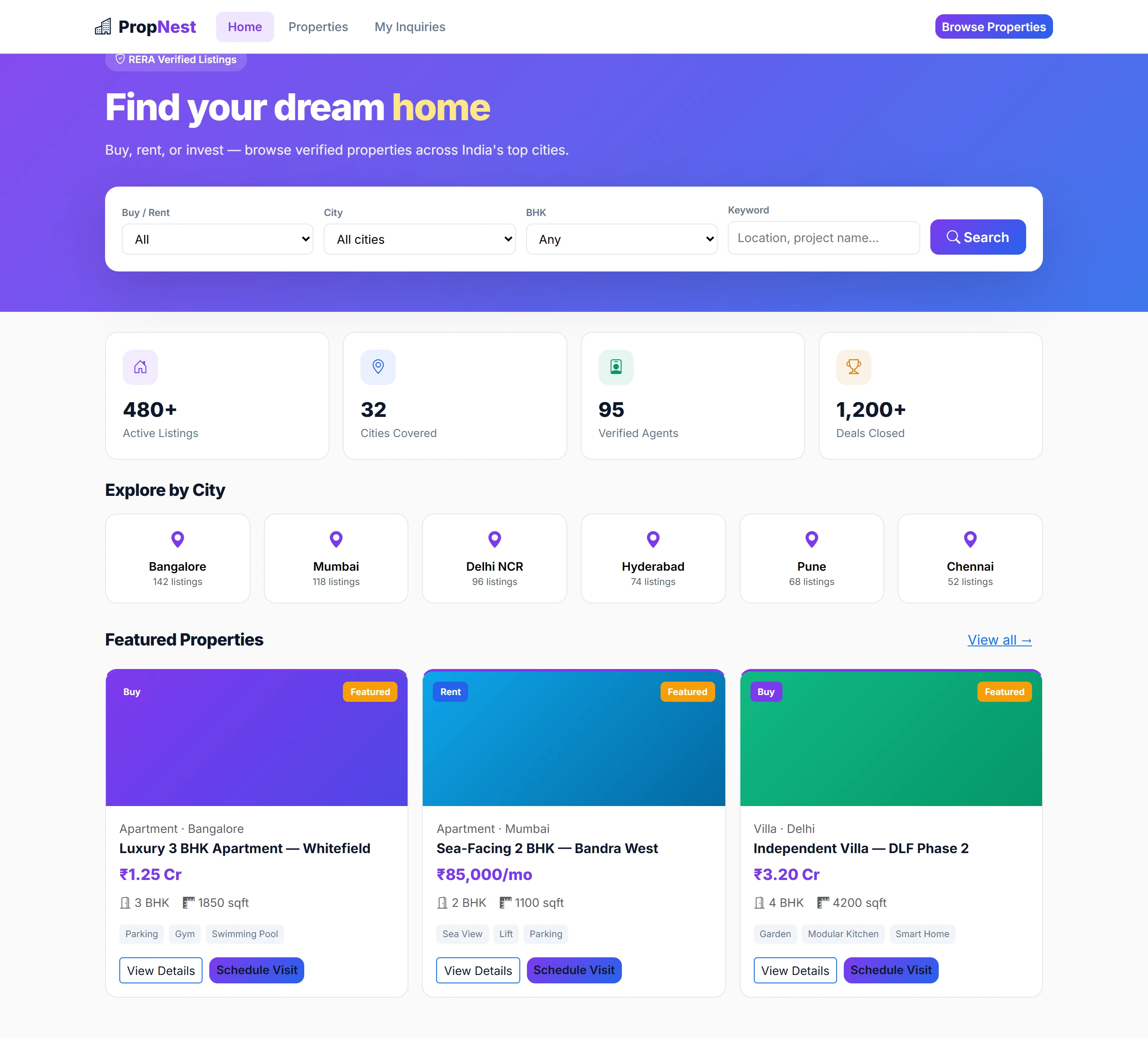 Real Estate Platform — React JS + JSON Server