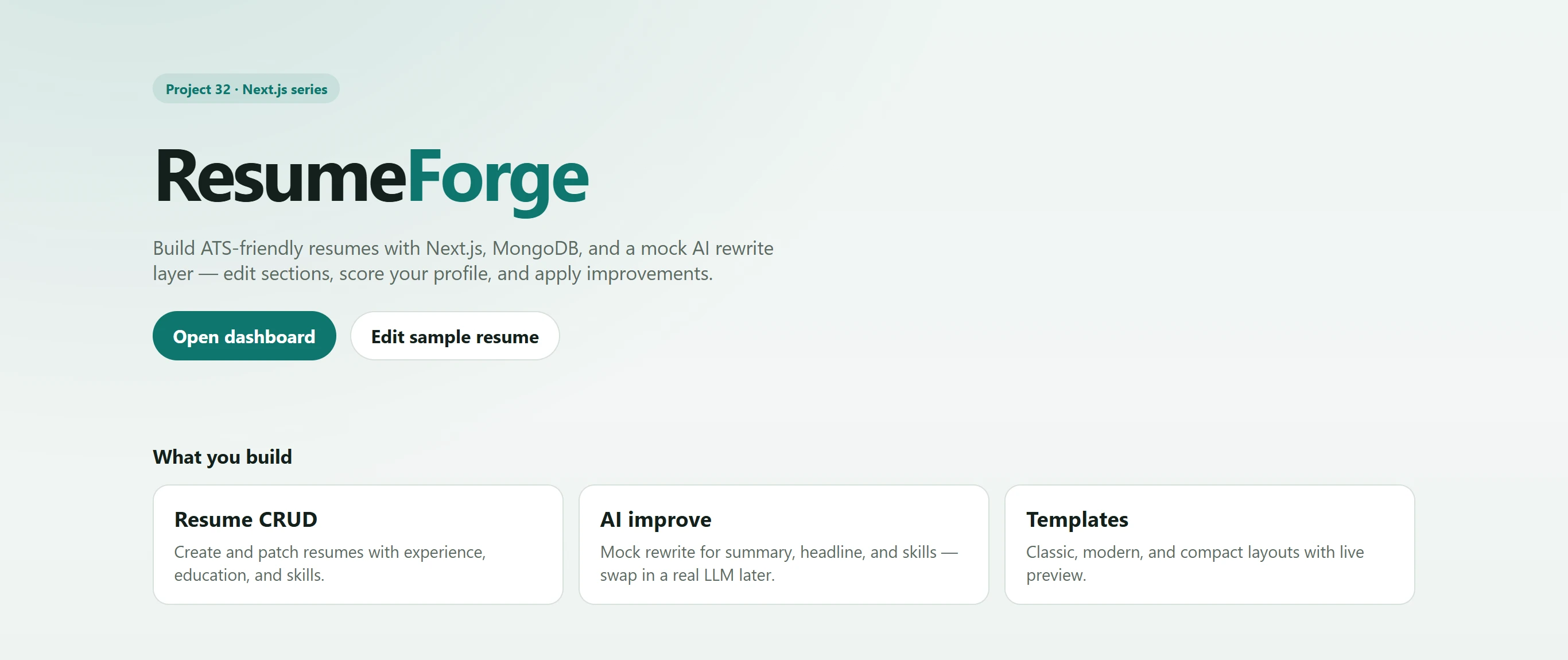 AI Resume Builder — Next.js (App Router + MongoDB)